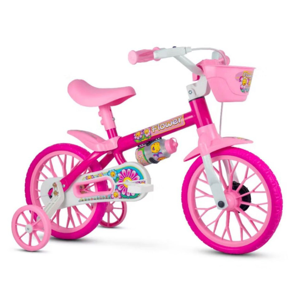 Bicicleta Infantil Nathor Aro 12 Rodinhas Cestinha e Garrafinha Segura Resistente para Crianças