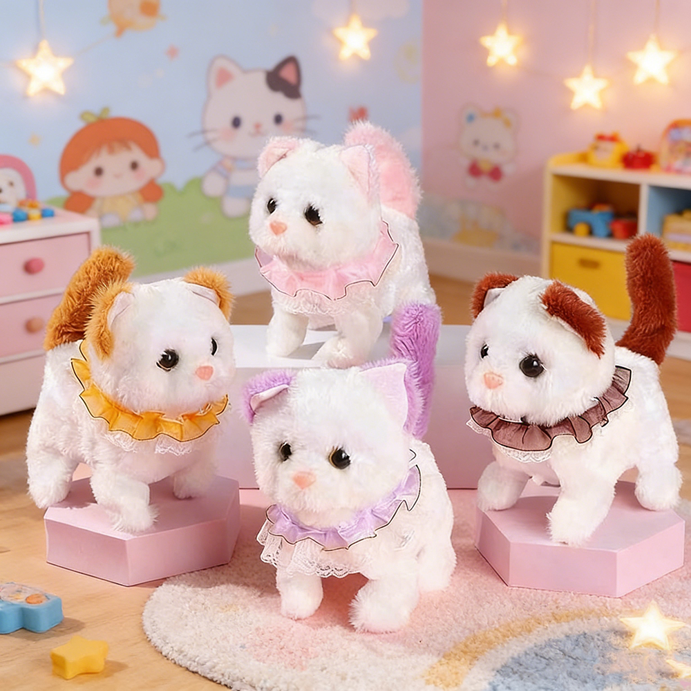 Brinquedo de Gato Elétrico de Pelúcia: Move-se e emite som – Adorável e Divertido, Perfeito para Presentear Crianças!