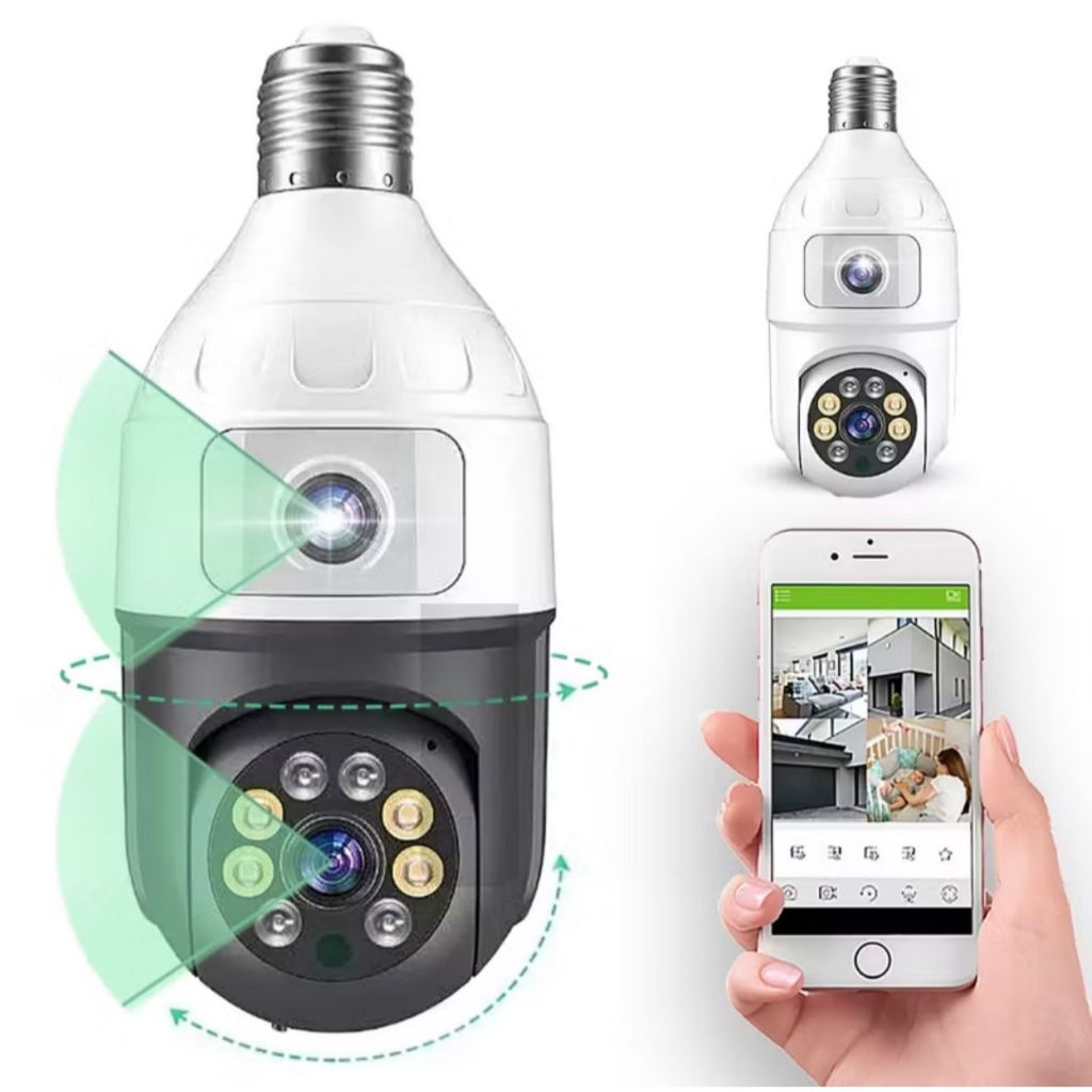 Câmera de Segurança Wifi Lente Dupla Full HD YOOSEE ICSEE com Visão Noturna e Áudio Bidirecional Lampada Câmera - Bivolt