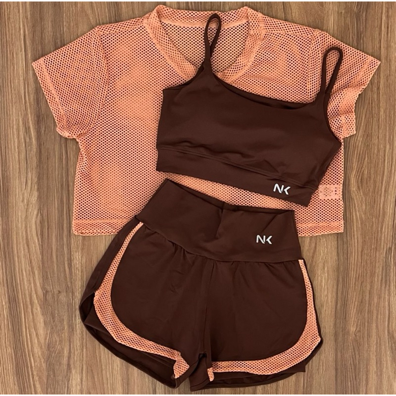 Conjunto fitness short duplo 3 pecas